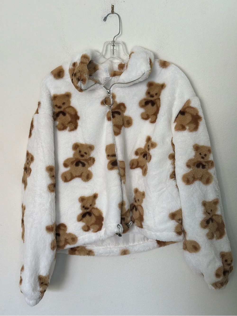 NEW MIX Teddy Bear Print Plush Faux Fur Jacket Youth Size Large